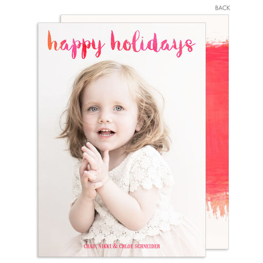 Vertical Pink Ombre Holiday Photo Cards